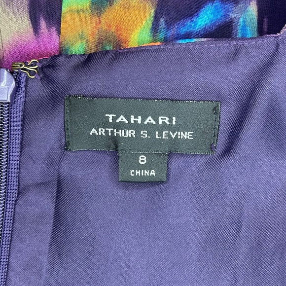 Tahari Arthur S Levine Womens Mini Dress Sleeveless Floral Chiffon Semi-Formal 8 - Picture 7 of 11